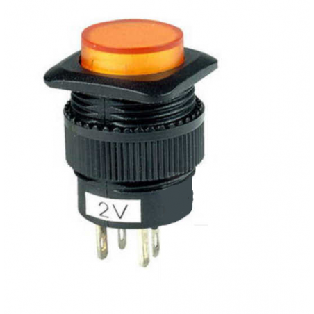 Przełącznik przyciskowy R13-508BY ON-OFF, żółty, podświetlenie LED 2V