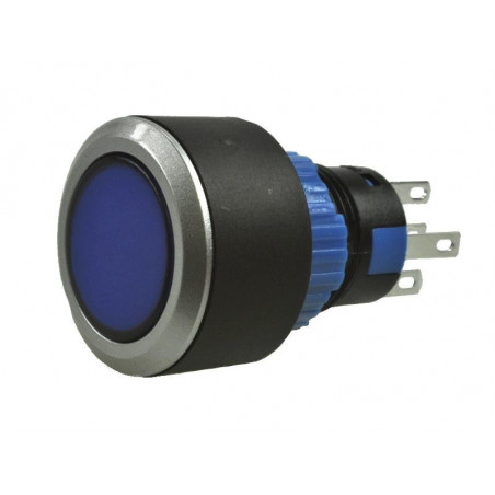 Przycisk LAS1-AWY-11/B/12V ON-(ON) 1 tor niebieski, podświetlenie LED 12V
