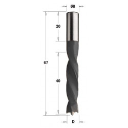 Wiertło HW NP D8 I40 L67 S8x20 RH 307.080.11