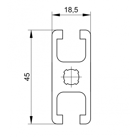 Konstrukcyjny Profil aluminiowy 18,5x45 z rowkiem 8