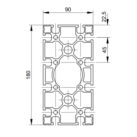Konstrukcyjny Profil aluminiowy 90x180 (rowek 8)