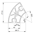 Konstrukcyjny Profil aluminiowy R45mm 60° (Rowek 8)