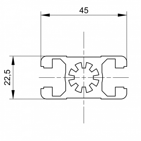 Konstrukcyjny Profil aluminiowy 22,5x45mm (Rowek 10)