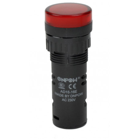 Kontrolka AD16-16E/R-230, 16mm, czerwony