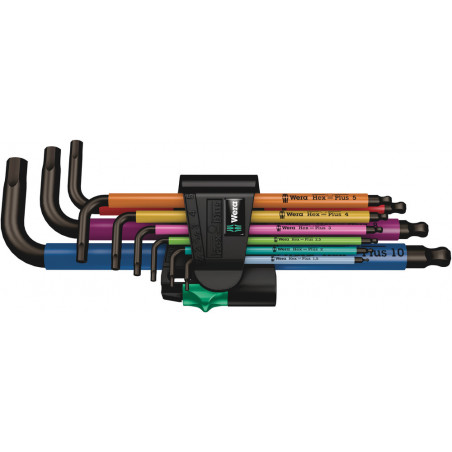 WERA 950 SPKL Multicolour Zestaw 9 kluczy trzpieniowych Hex-Plus z kulką