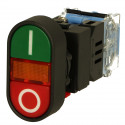 Przycisk sterowniczy podwójny z podświetleniem LAS0-K-11S/24, zielony/czerwony, NO/NC, monostabilny