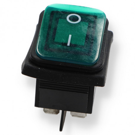 Przełącznik klawiszowy (kołyskowy) A-603 zielony, podświetlenie LED 12-24V