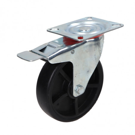 Kółko obrotowe fi 125mm plastikowe z hamulcem z płytą montażową, nośność 130 kg 4083 - 125x37