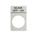 Tabliczka aluminiowa z oznaczeniem &#34;SILNIK ON-OFF&#34;