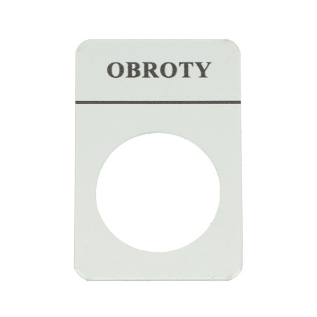 Tabliczka aluminiowa z oznaczeniem "OBROTY"