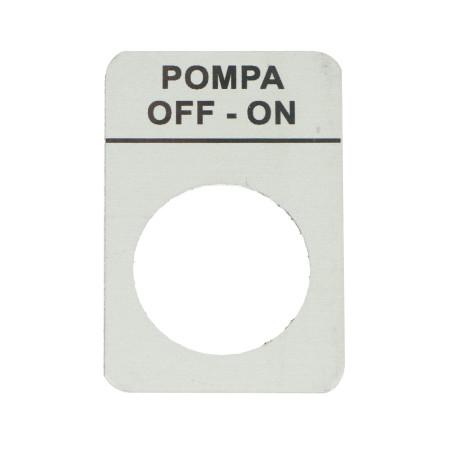 Tabliczka aluminiowa z oznaczeniem "POMPA OFF-ON"