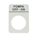Tabliczka aluminiowa z oznaczeniem &#34;POMPA OFF-ON&#34;