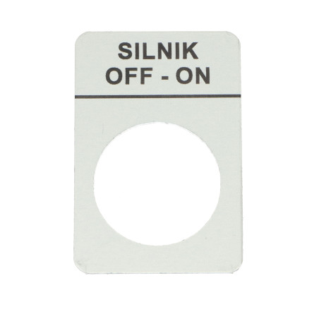 Tabliczka aluminiowa z oznaczeniem "SILNIK OFF-ON"