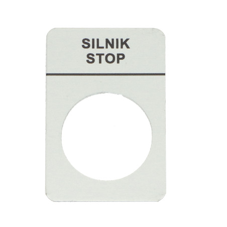 Tabliczka aluminiowa z oznaczeniem "SILNIK STOP"