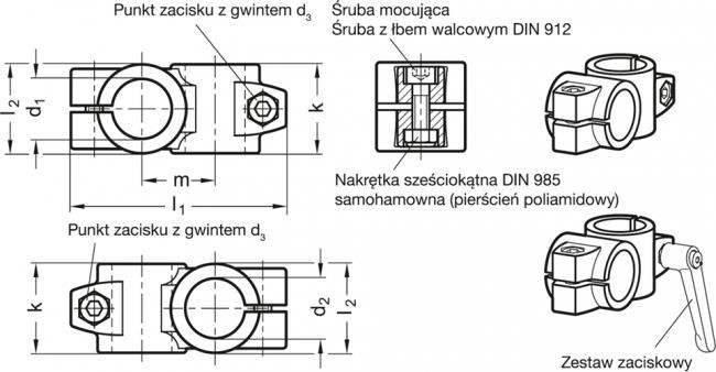 Łączniki dwukierunkowe GN 132 - Aluminium