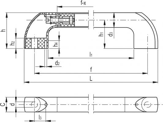 Uchwyt rurowy ETH.35-1000-AN-C1 - profil rurowy aluminiowy, anodowany czarny - rysunek techniczny