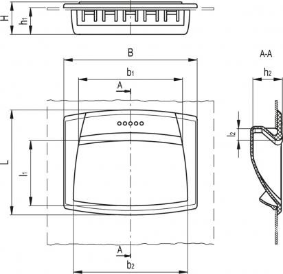 Uchwyt kasetowy EPR.90-PF-AE-V0-C1 - mocowanie zatrzaskowe / certyfikowany, samogasnący technopolimer czarny - rysunek techniczny