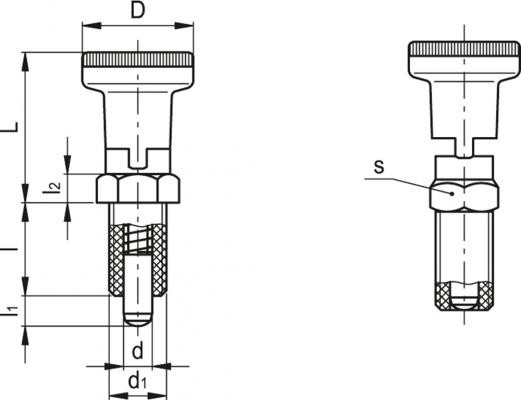 Trzpienie ustalające PMT.101-SST-A - Trzpień ze stali nierdzewnej AISI 303, bez przeciwnakrętki