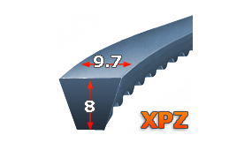 Pasy uzębione XPZ (9.7x8) - rysunek techniczny