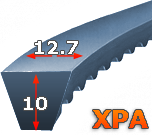 Pasy uzębione XPA (12.7x10) - rysunek techniczny