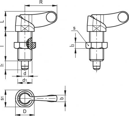 Trzpienie ustalające PMT.200-SST-AK - Trzpień ze stali nierdzewnej AISI 303, z przeciwnakrętką