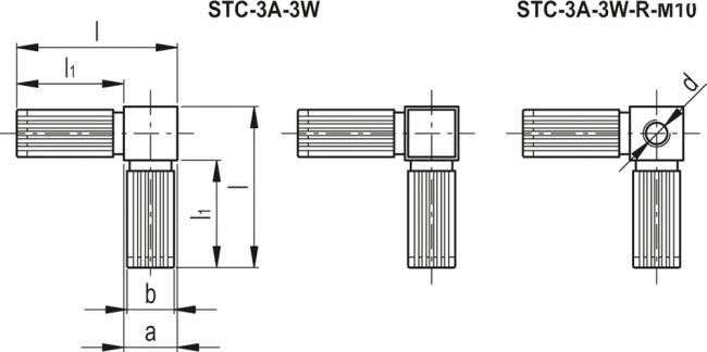 Łączniki kwadratowe STC-3A-3W - Łącznik trójosiowy, trójkierunkowy