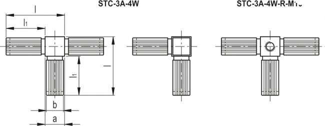 Łączniki kwadratowe STC-3A-4W - Łącznik trójosiowy, czterokierunkowy