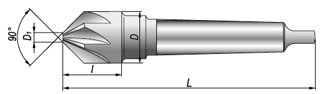Pogłębiacze stożkowe DIN 335-A, B 90 stopni - rysunek techniczny