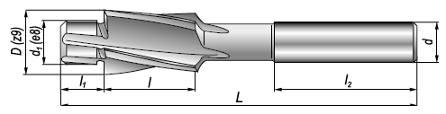 Pogłębiacze walcowo-czołowe DIN 373 - rysunek techniczny