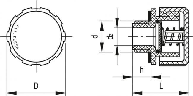 Korki z zaworem odpowietrzającym SFV-100 mb-N - Dla ciśnień powyżej 0,100 bara, bez symbolu graficznego „zawór”