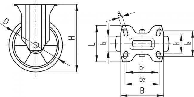 Zestawy kołowe do średnich i dużych obciążeń RE.F5-H-ESD - Obudowa stała z płytą montażową, bez blokady