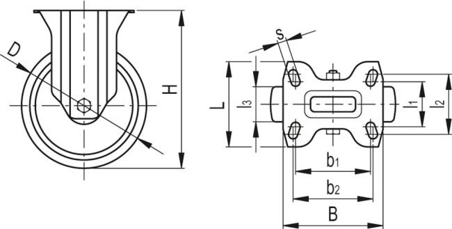 Zestawy kołowe do średnich i dużych obciążeń RE.F4-H - Obudowa stała z płytą montażową, bez blokady