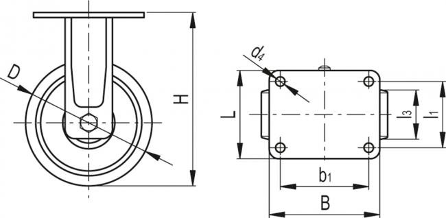 Zestawy kołowe z obudową do dużych obciążeń RE.F4-WH - Obudowa stała z płytą montażową, bez blokady