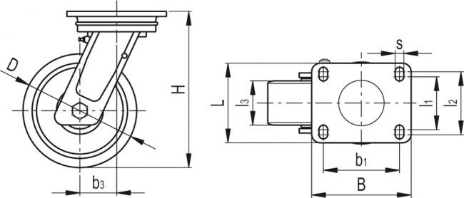 Zestawy kołowe z obudową do dużych obciążeń RE.F4-SSL-WH - Obudowa skrętna z płytą montażową, bez blokady