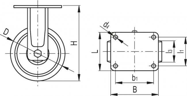 Zestawy kołowe z obudową do dużych obciążeń RE.F8-WH - Obudowa stała z płytą montażową, bez blokady