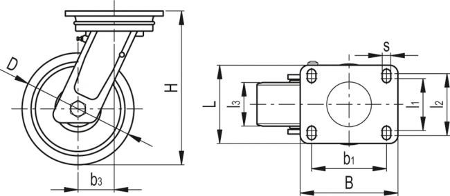 Zestawy kołowe z obudową do dużych obciążeń RE.F8-SSL-WH - Obudowa skrętna z płytą montażową, bez blokady