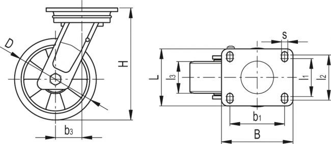 Zestawy kołowe z obudową do dużych obciążeń RE.F2-SSL-WH - Obudowa skrętna z płytą montażową, bez blokady