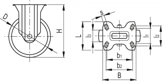 Zestawy kołowe RE.F8-N - Obudowa stała z płytą montażową, stalowa, bez blokady