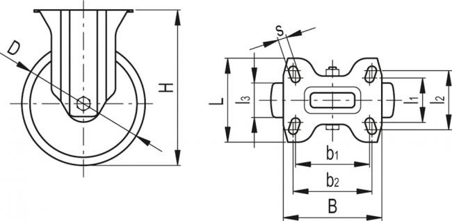 Zestawy kołowe do średnich i dużych obciążeń RE.F8-H - Obudowa stała z płytą montażową, bez blokady