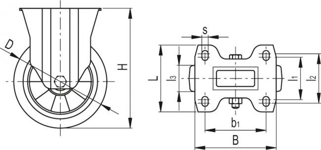 Zestawy kołowe do średnich i dużych obciążeń RE.G2-H - Obudowa stała z płytą montażową, bez blokady