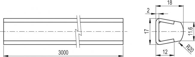 Liniowe prowadnice boczne GLR - Zaokrąglony profil (R20), technopolimer, stal nierdzewna