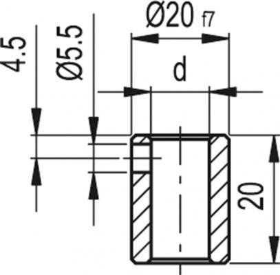Tuleja redukcyjna do wskaźników położenia DD52R RB52-15-SST-304 - rysunek techniczny