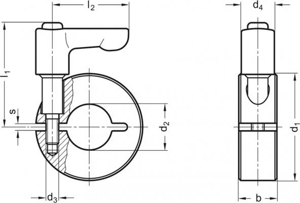 Pierścień osadczy rozcięty GN 706.4-60-B35-NI - stal nierdzewna - rysunek techniczny