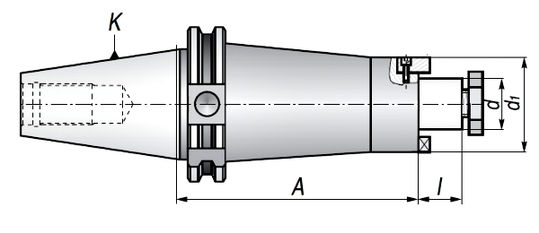 Trzpień zabierakowy DIN30.A35.D22S - rysunek techniczny