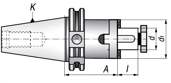 Trzpień frezarski DIN50.A55.D32C - rysunek techniczny