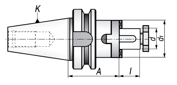 Trzpień frezarski BT40.A55.D16C - rysunek techniczny