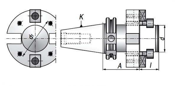 Trzpień frezarski DIN40.A60.D60DF - rysunek techniczny
