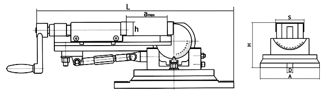 Imadło maszynowe uchylne AUO3/105/105 - rysunek techniczny