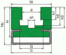 Prowadnica łańcucha profil 8 - 1/2 x 5/16 2000mm - rysunek techniczny