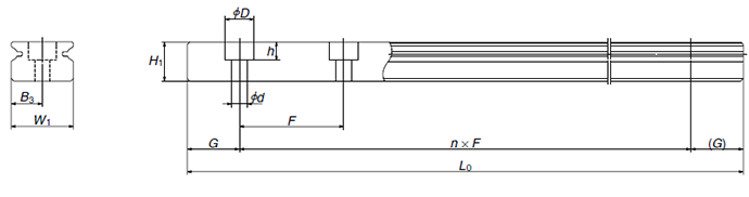 Szyna liniowa NSK L1U15 - rysunek techniczny